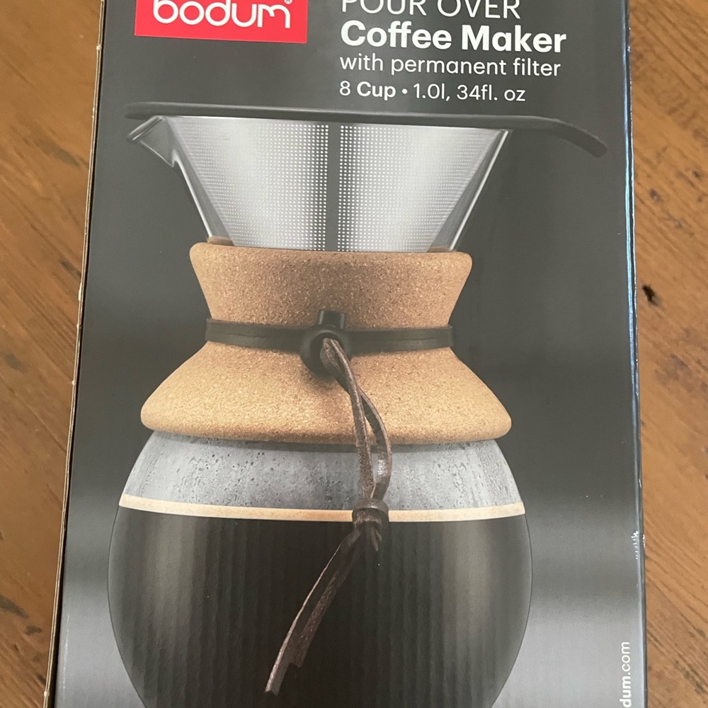 Bodum 34 oz. Pour Over Coffee Maker with Cork and Black Accents - Picture 4 of 9